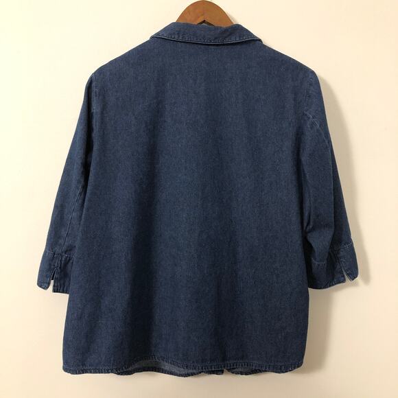 ALIA Denim Shirt Embroidered Cardinals Floral 16W 1X 100% Cotton Cottagecore - Picture 6 of 9